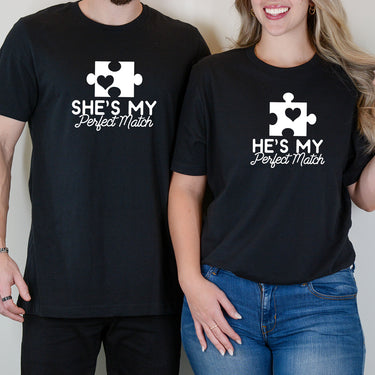 He She My Perfect Match Matching T-Shirts For Couples
